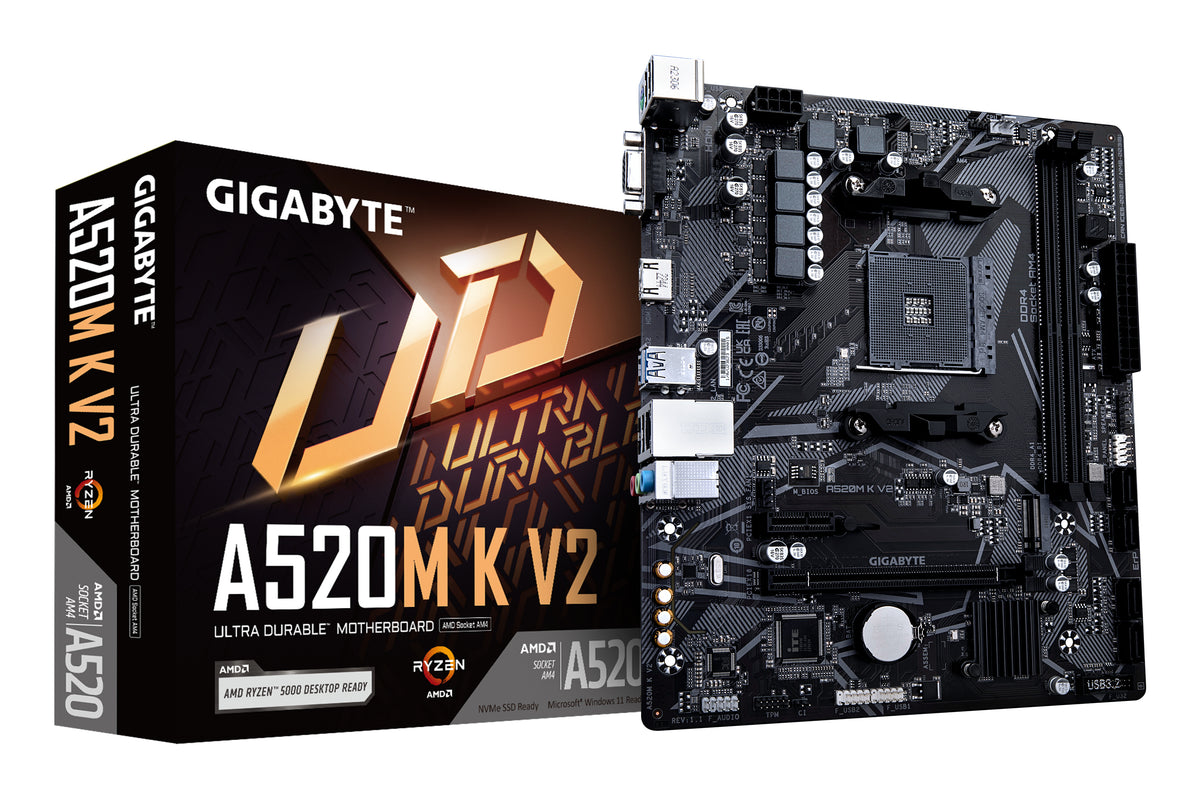 Gigabyte A520M K V2 Micro-ATX AM4 Motherboard - DDR4, M.2