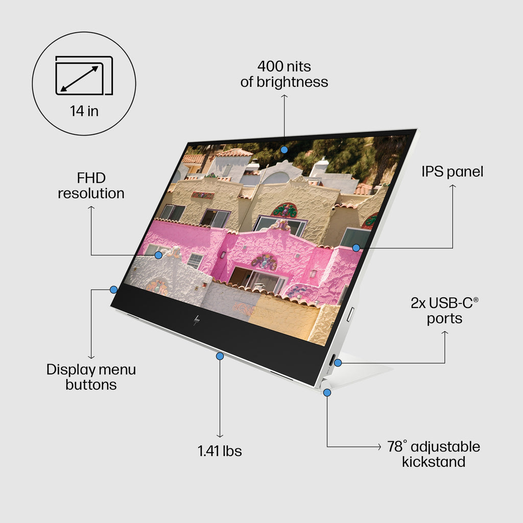 HP E14 G4 Portable Monitor 14" FHD IPS USB-C 400 nits