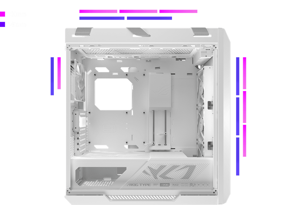 Side view of Helios II with fan compatibility indicators