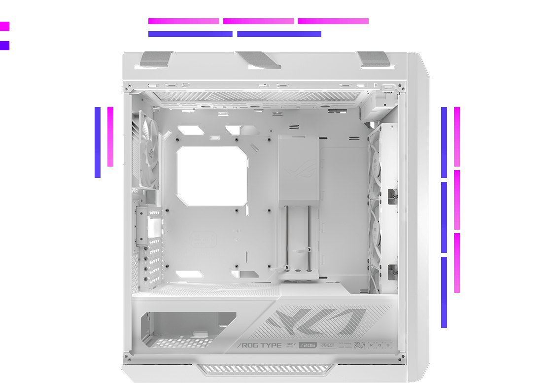 Side view of Helios II with fan compatibility indicators