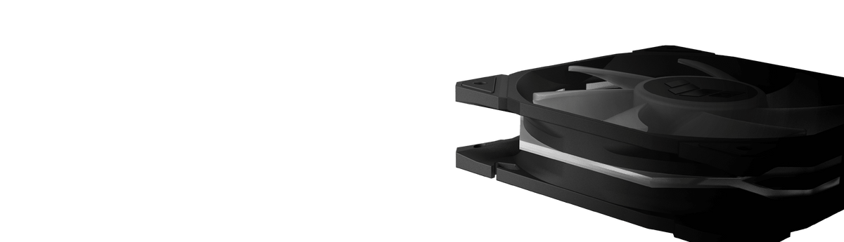 extra-thick 28 mm fan frame of ASUS TUF Gaming TR120 ARGB fan comparison with other 25 mm fan frame