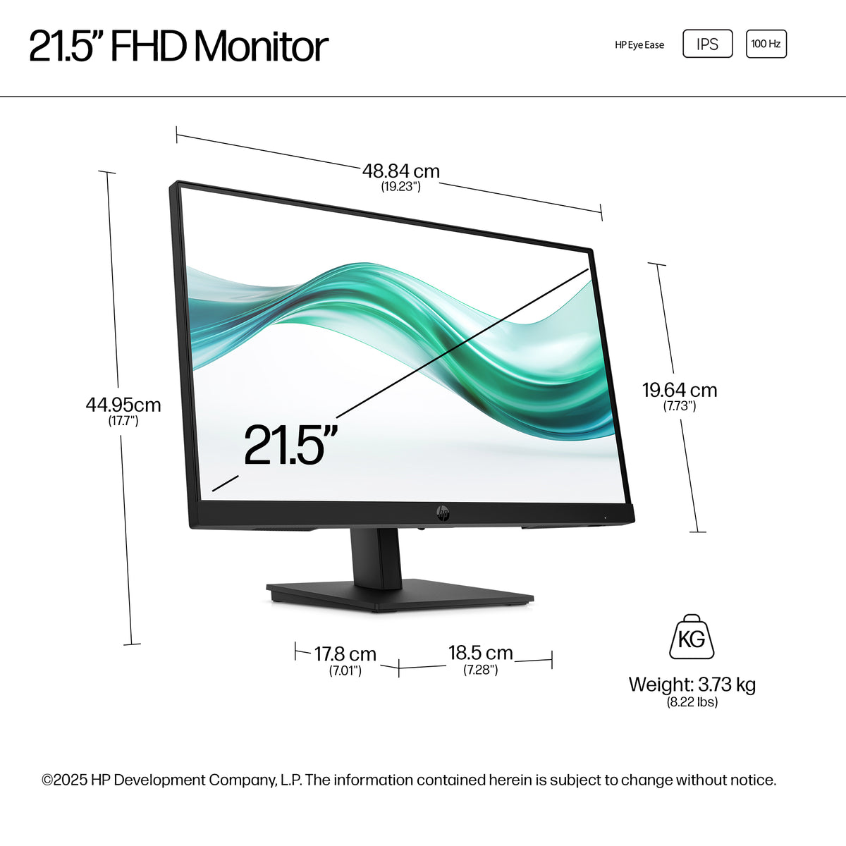 HP 322ph Series 3 Pro 21.5" FHD 100Hz IPS Monitor - Black