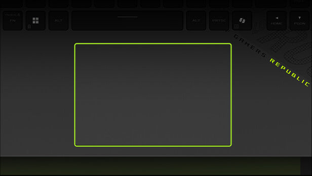 The shape of the G16’s touchpad is highlighted.