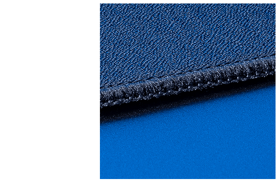 A close up image of the anti-fray side stitching of the ROG Hone Ace XXL mouse pad
