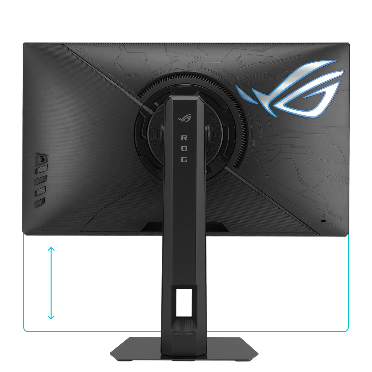 An illustration showing XG248QSG’s height adjustments.