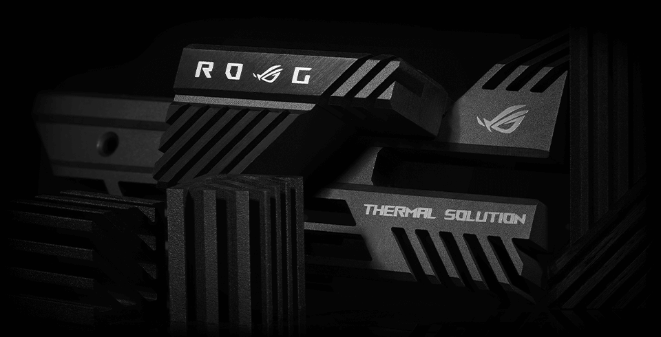 Close up on the ROG heatsinks
