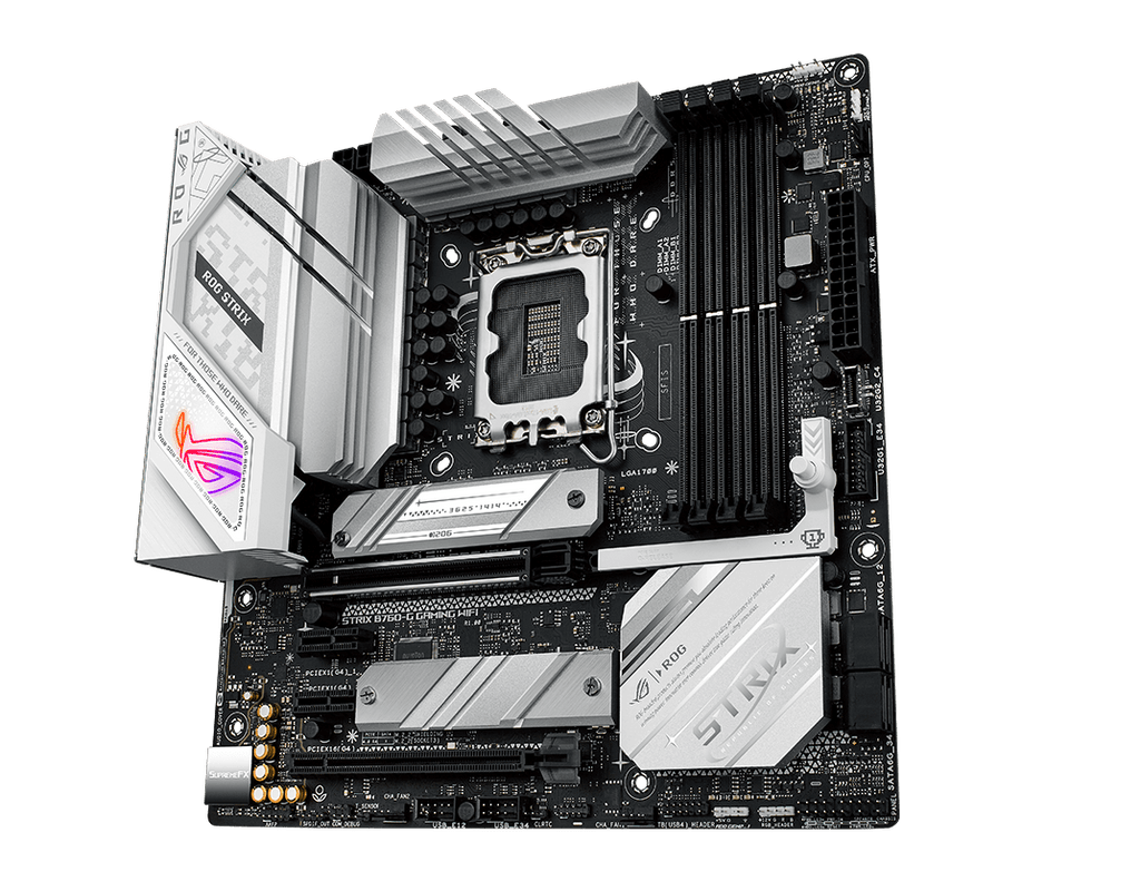 The Strix B760-G front and back designs offer a clean, modern aesthetic.