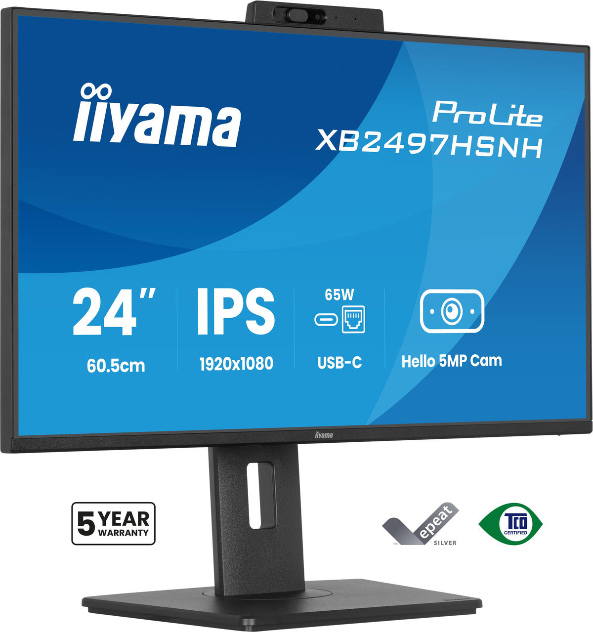 iiyama ProLite XB2497HSNH-B1 24" IPS Monitor USB-C Dock