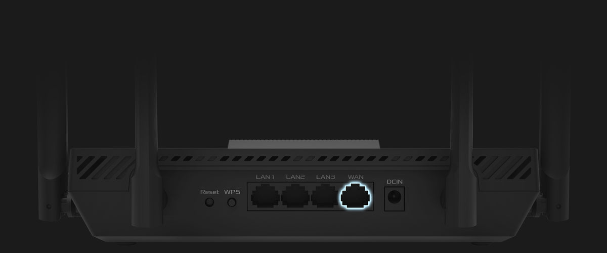 RT-BE50 rear view with I/O ports.