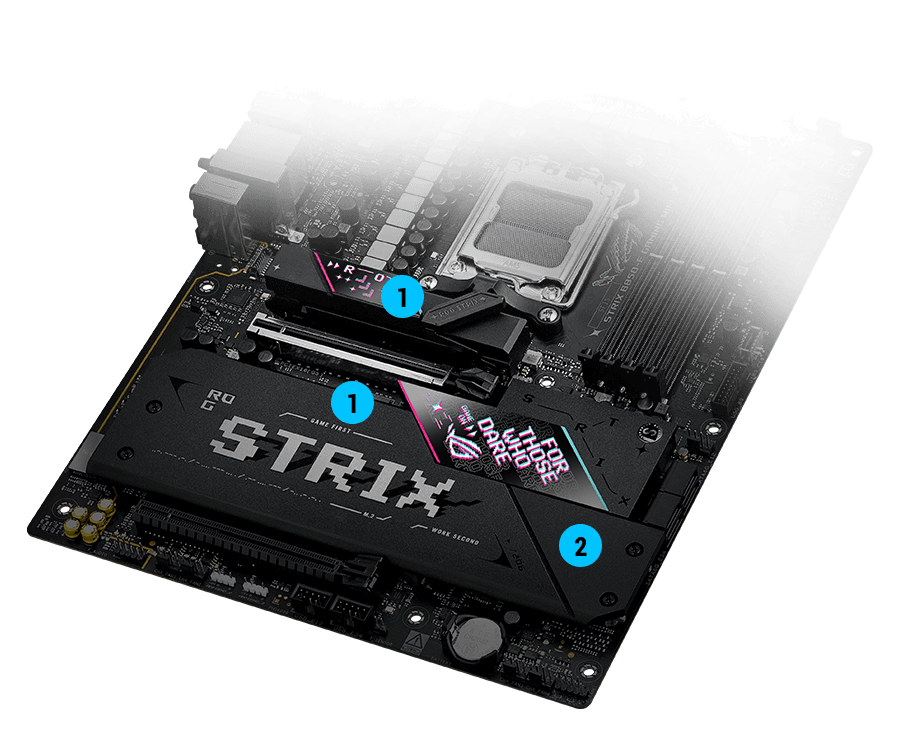 Strix B850-E M.2 heatsinks and backplate layout