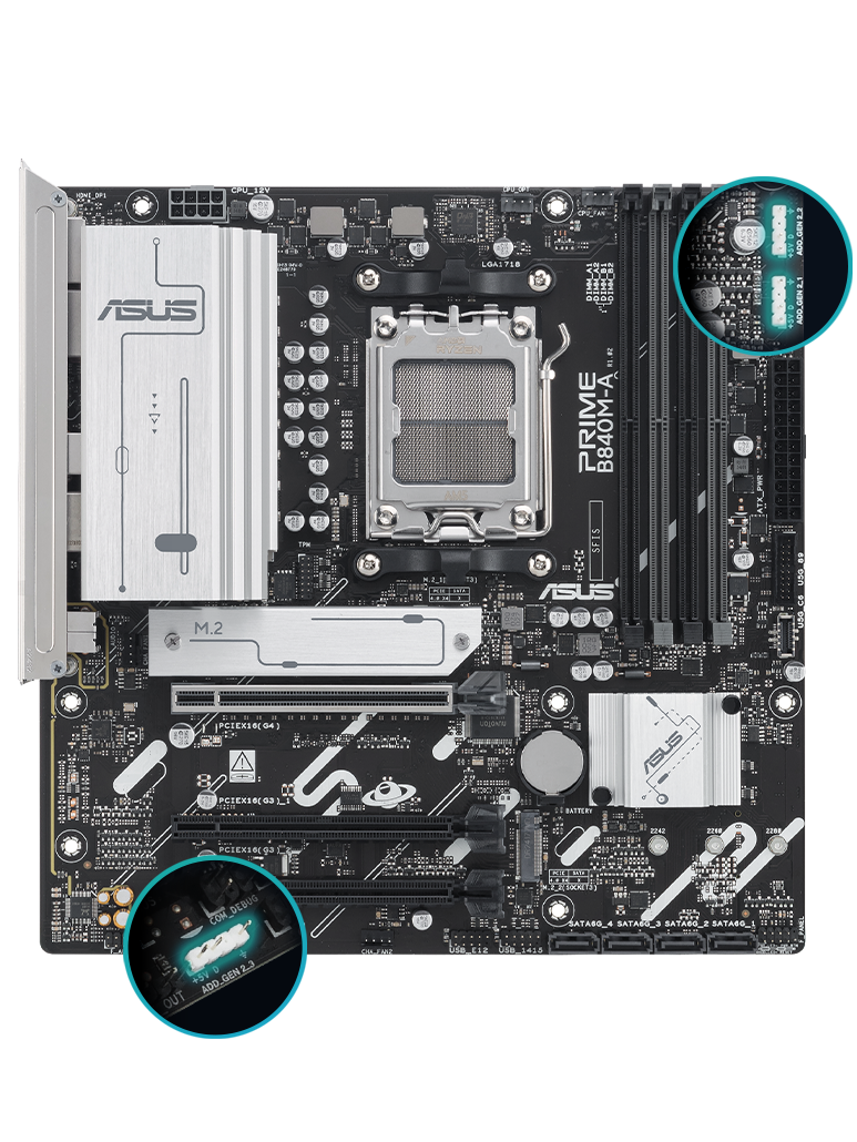 PRIME B840M-A-CSM front view, 45 degrees.