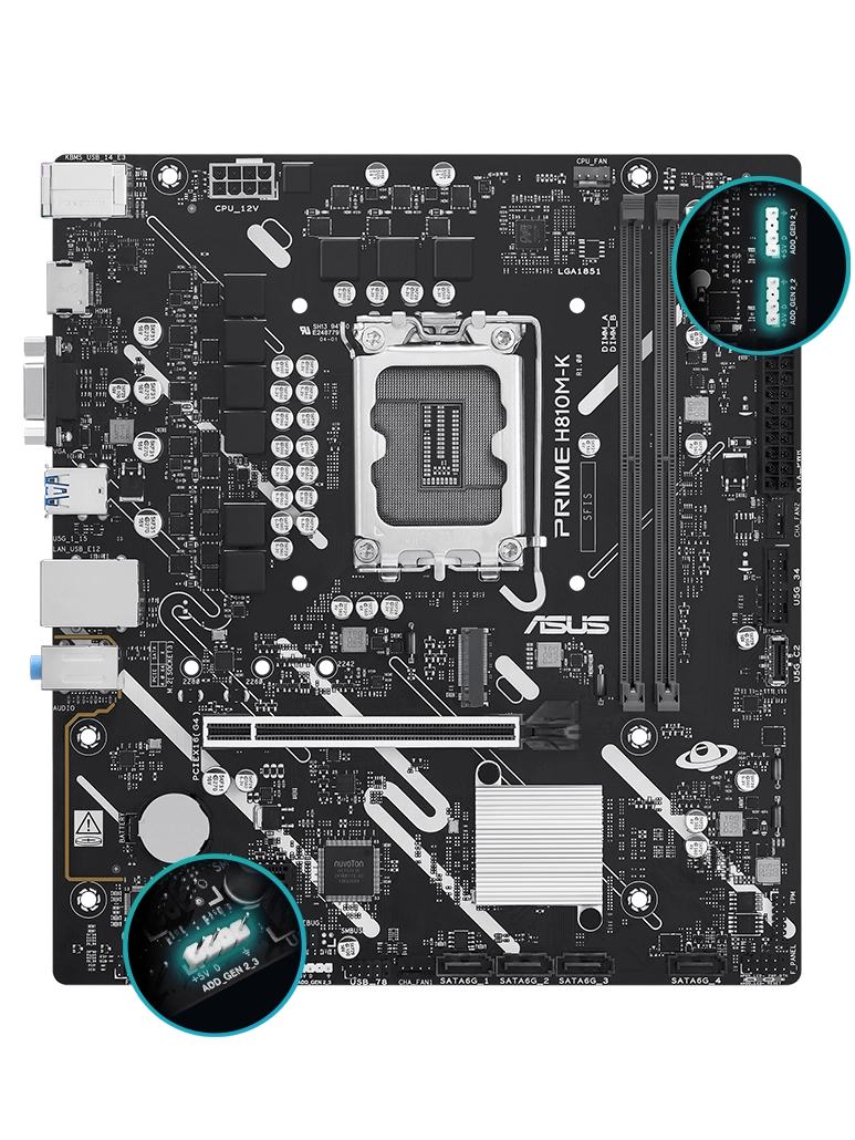 PRIME H810M-K front view, 45 degrees. 