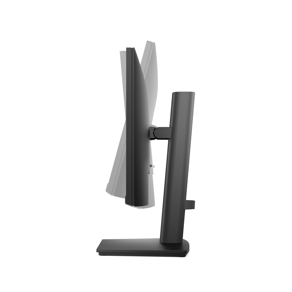 Four different angles of a Dell Pro 22 Adjustable Stand Monitor showing its ability to rotate, swivel, tilt and raise.