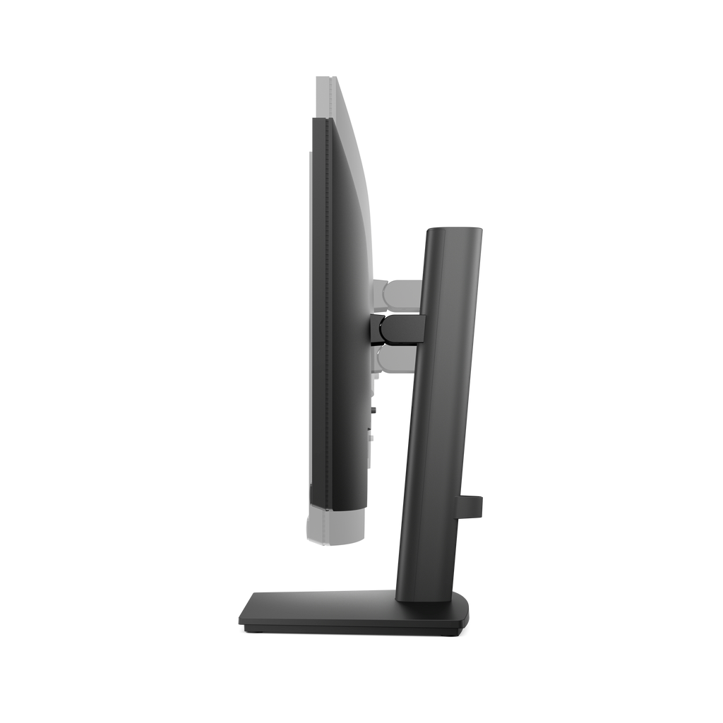 Four different angles of a Dell Pro 22 Adjustable Stand Monitor showing its ability to rotate, swivel, tilt and raise.