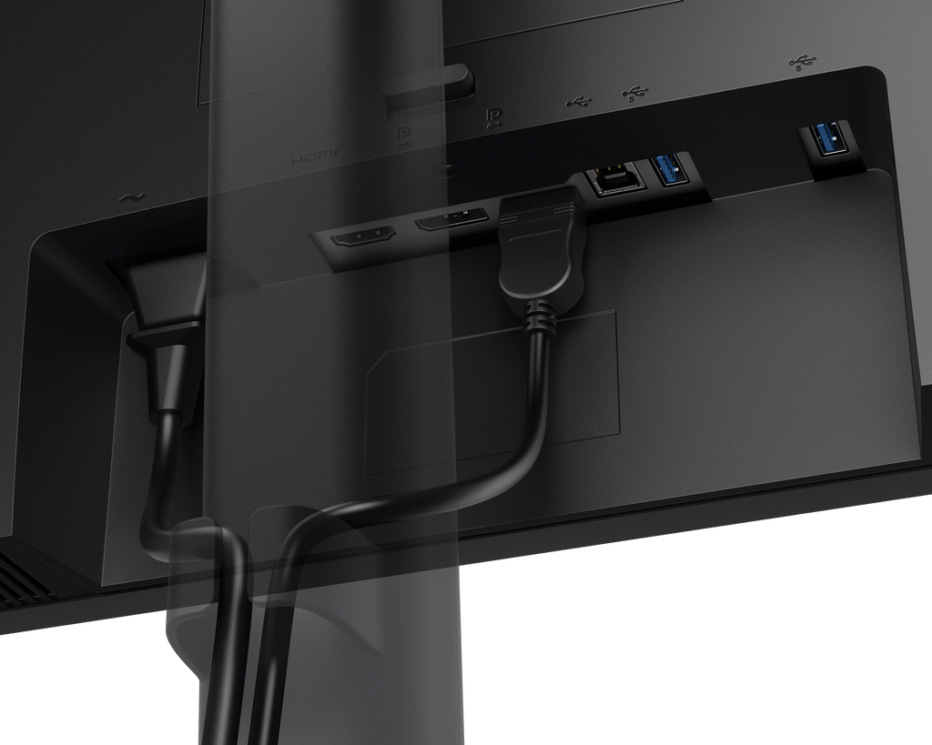 Rear view of a Dell Pro 24 Video Conferencing Monitor highlighting the ports.