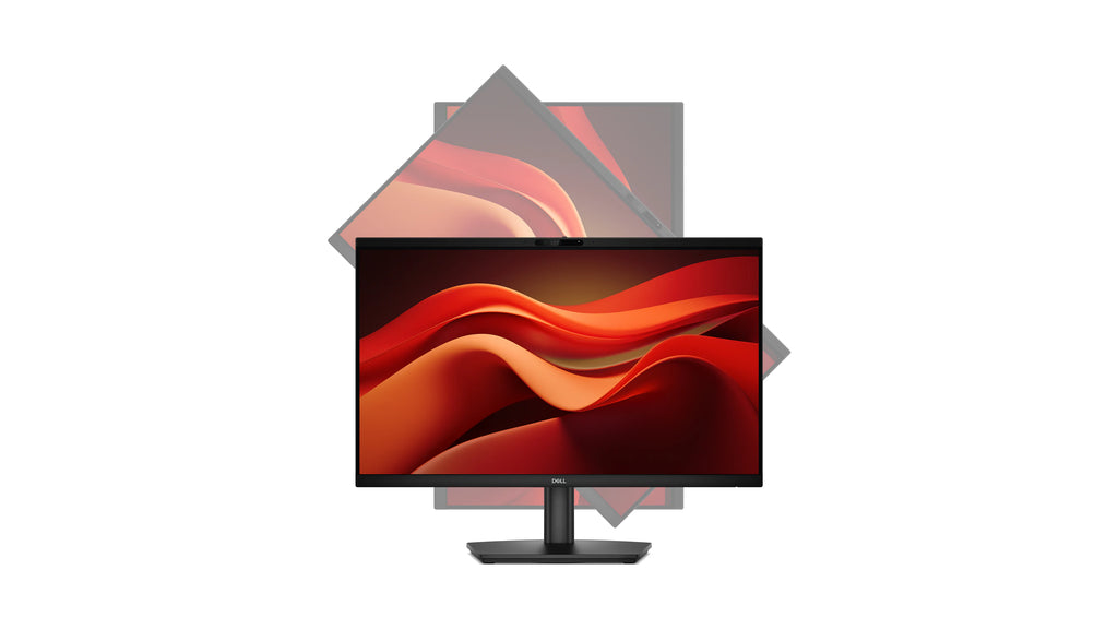 Front view highlighting the pivot positions of the Dell Pro 24 Video Conferencing Monitor.