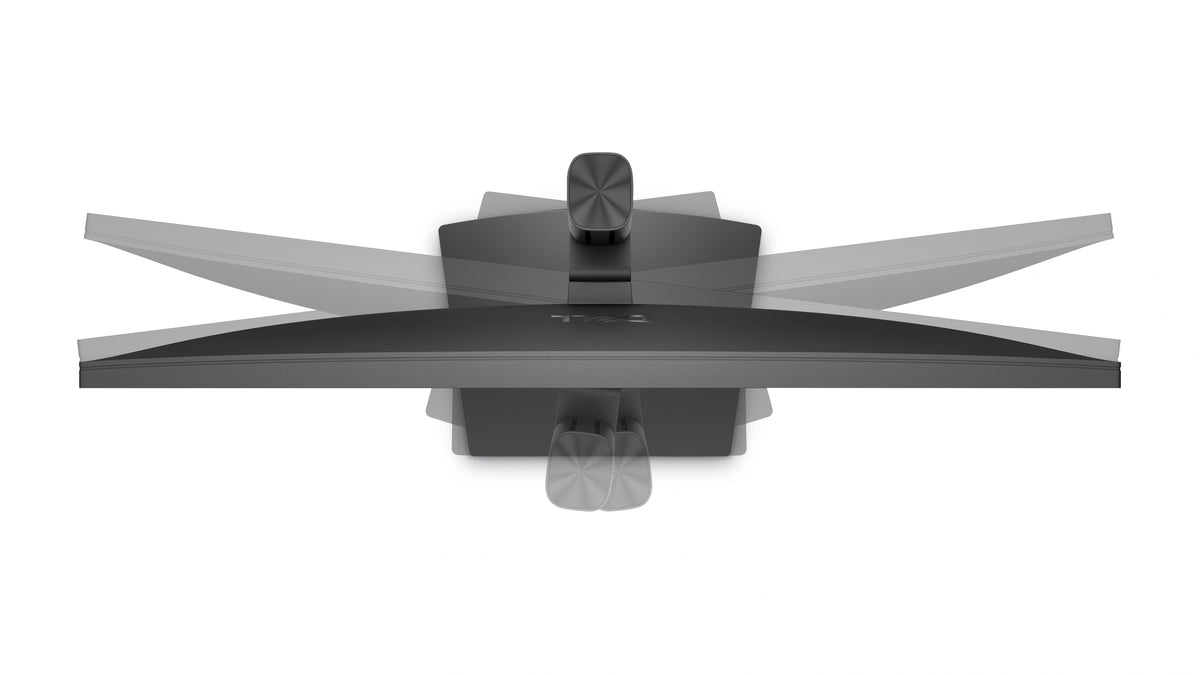 Top view highlighting the swivel positions of the Dell Pro 24 Video Conferencing Monitor.