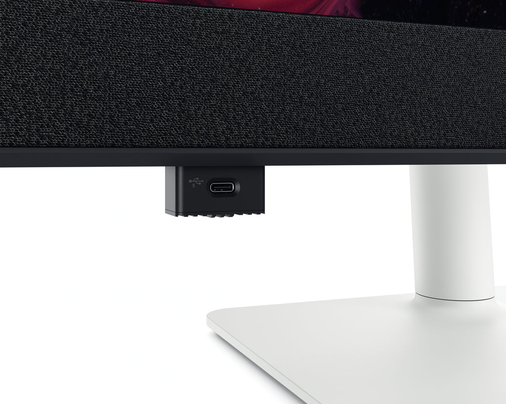 Close up of the easy access pop-out port on the bottom of the monitor.