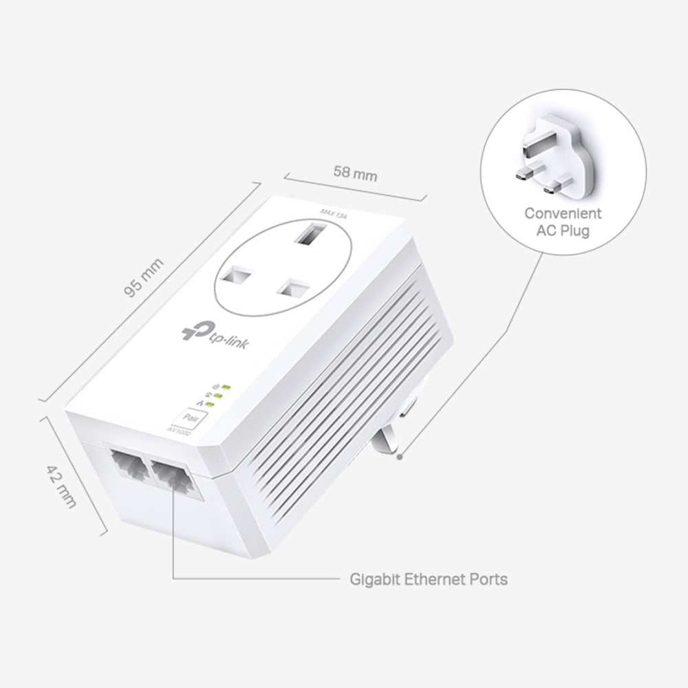 AV1000 2-Port Gigabit Passthrough Powerline Starter Kit 3