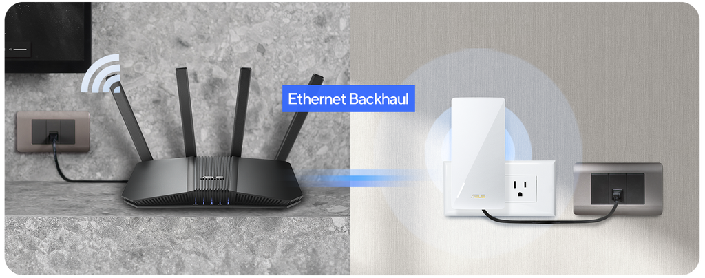 RP-BE58 using an Ethernet cable to connect to a local network.