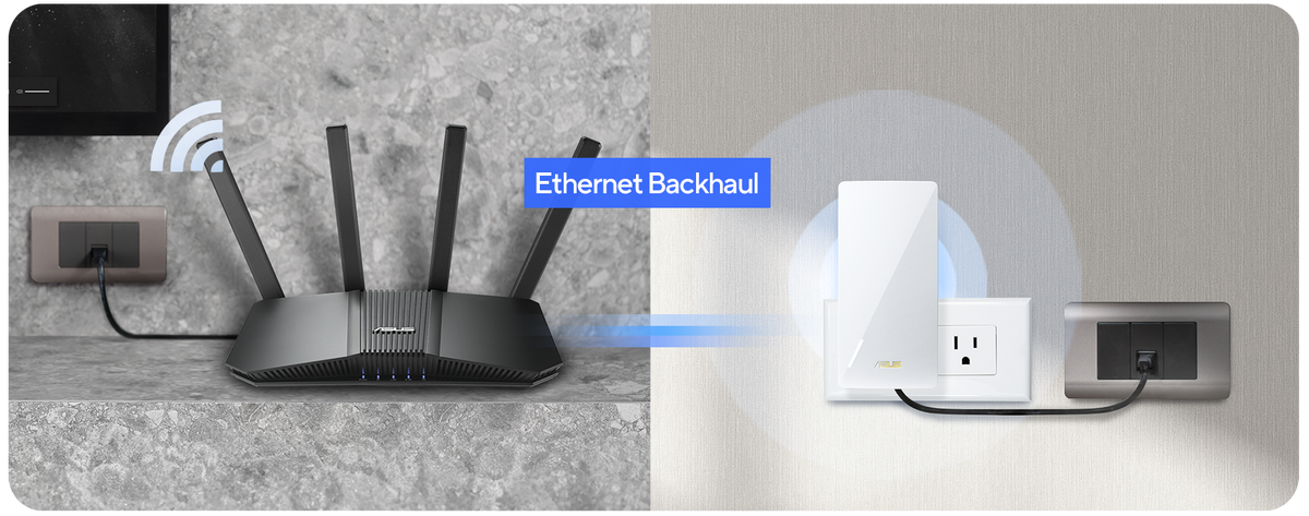 RP-BE58 using an Ethernet cable to connect to a local network.