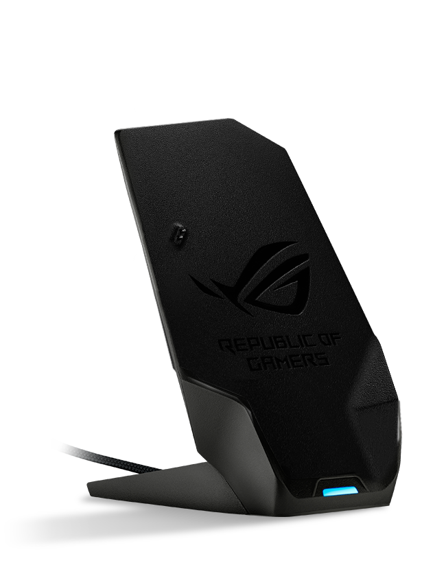 ROG Spatha X on its magnetic charging dock