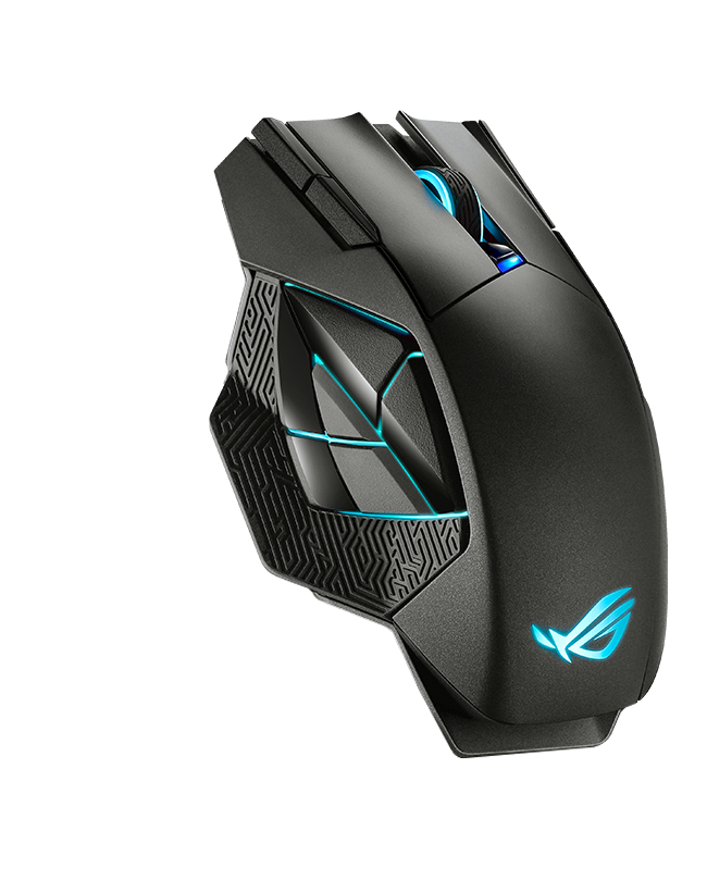 ROG Spatha X on its magnetic charging dock