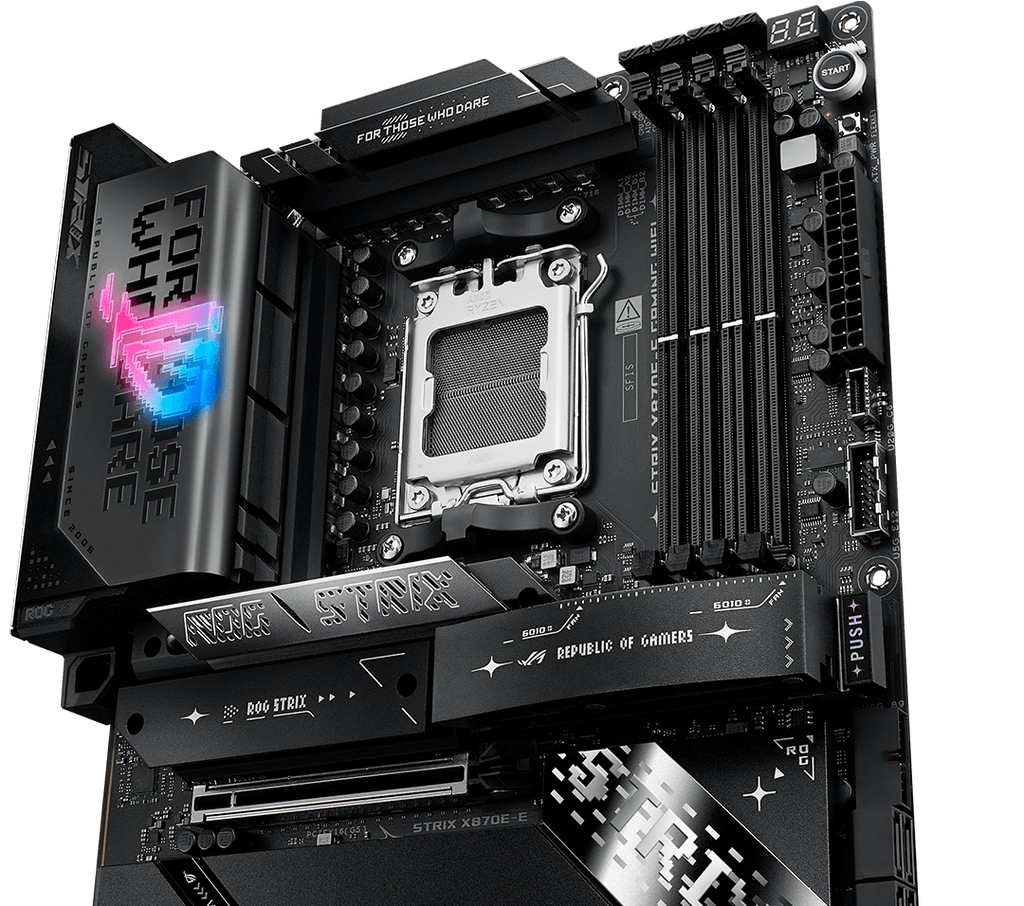 The ROG Strix X870E-E features 18+2+2 power stages rated for 110 amps.