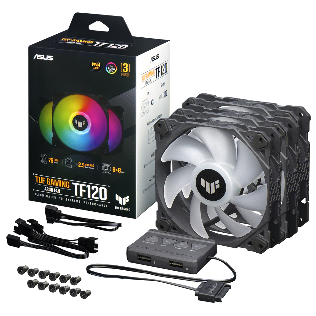TUF Gaming TF120 ARGB Fan - Triple Fan Kit with ARGB Controller