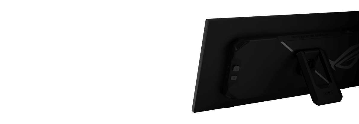 A close-up graphic to show the built-in tripod socket on the rear of the ROG XG129C monitor.