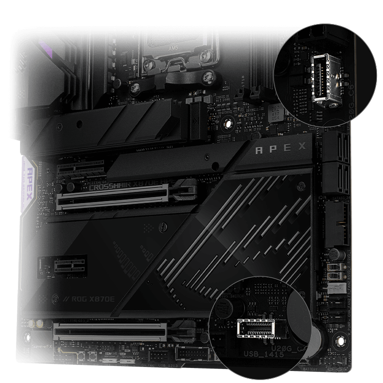 Two USB 20Gbps USB Type-C® Panel Connectors on ROG Crosshair X870E Apex