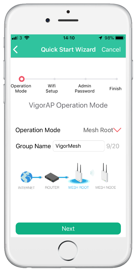 Use the DrayTek Wireless app to set up a VigorAP 962C Mesh network