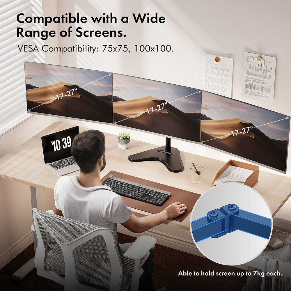 VonHaus Triple Monitor Stand 17-27 inch VESA