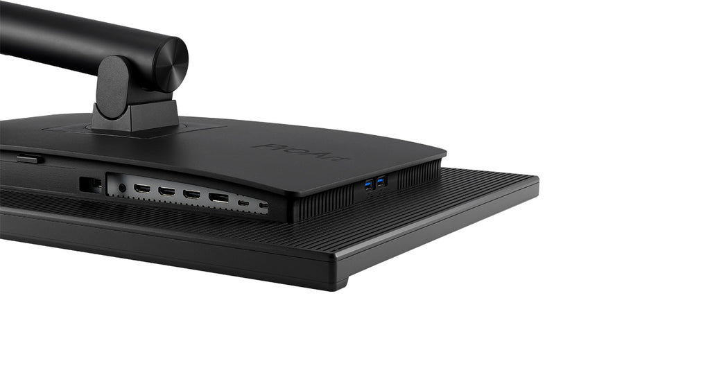 The rear I/O ports of ProArt Display PA27DCE-K.