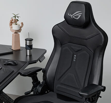 ROG Courser gaming chair used in a modern workspace during a work session